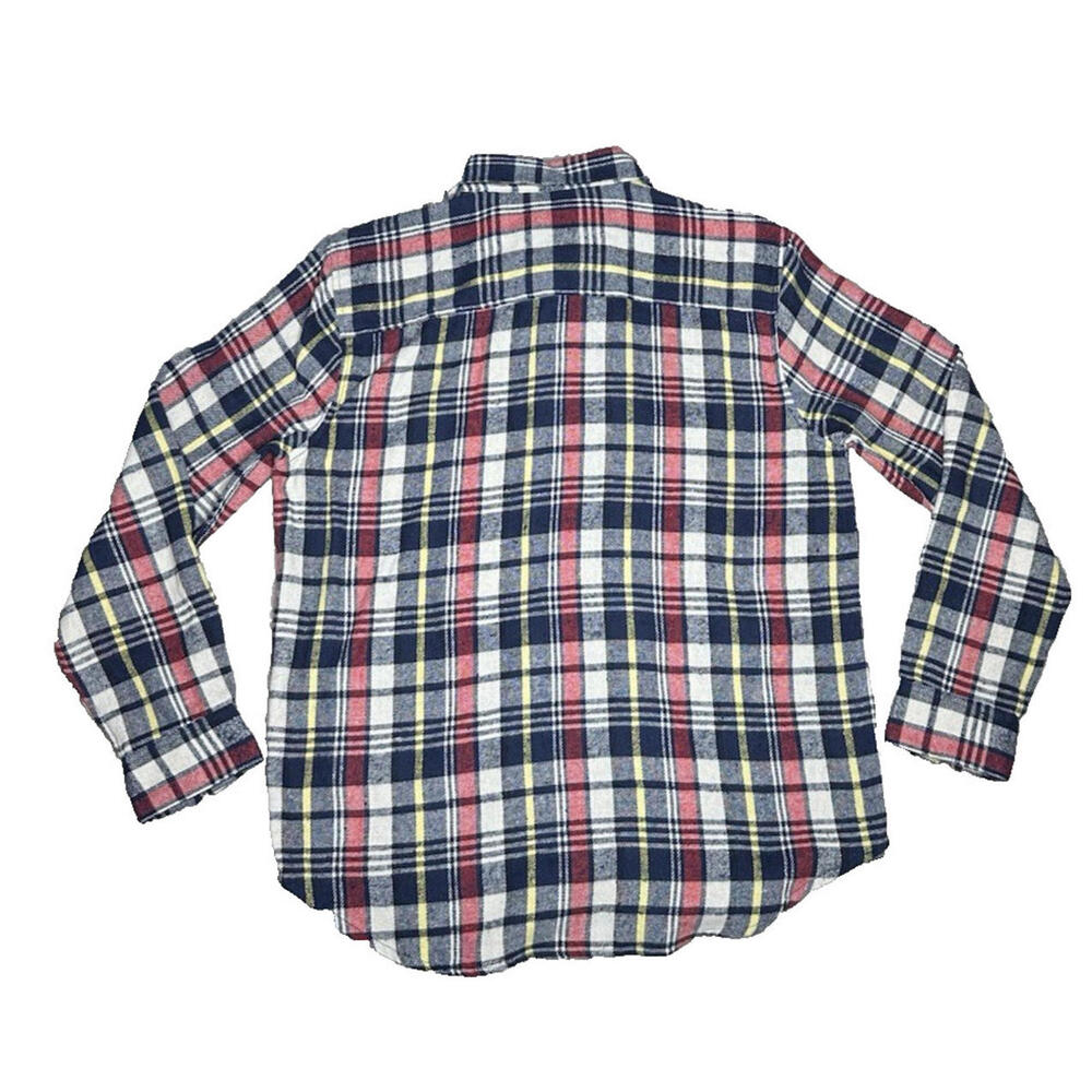 Tallwoods bruno milano Mens L Plaid Flannel Shirt Red Blue Soft Lumberjack NWOT - Picture 2 of 6